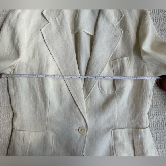 Vintage 90s Ralph Lauren Blue Label 100% White Linen Made in Italy Blazer Jacket - Picture 9 of 16